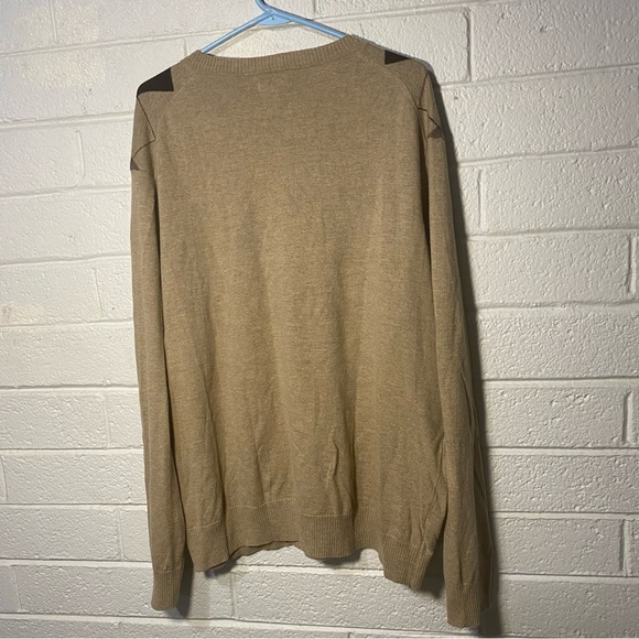 Size tag New Croft & Barrow Wool Blend Soft Argyle Sweater Brown Plaid Men’s - Picture 4 of 7